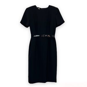 Leslie Fay‎ Vintage Sheath Dress Belt Black Career 8